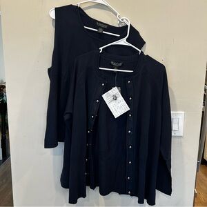 NWT Vintage Dialogue Navy Button Down cardigan set.  Plus size 2X
